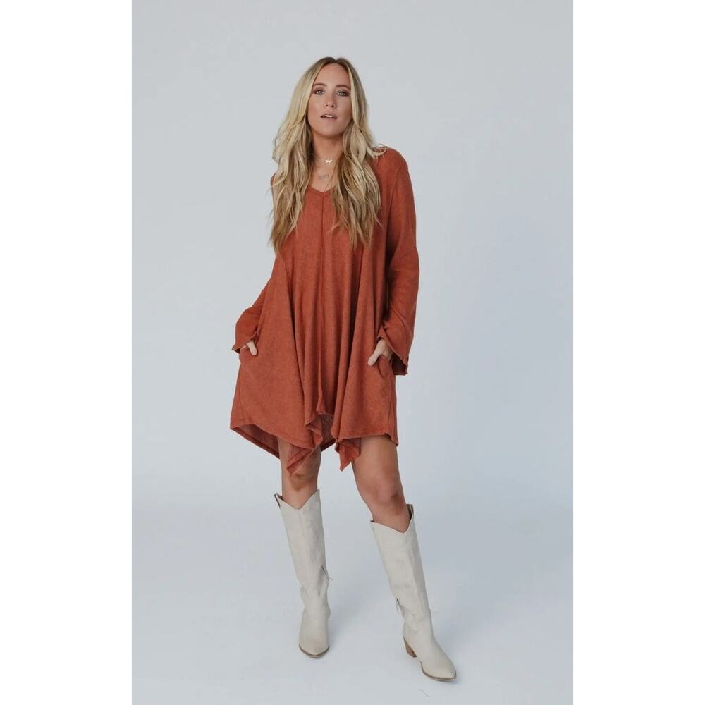 Golden Hour Long Bell Sleeve Dress - Rust - Picture 2 of 8